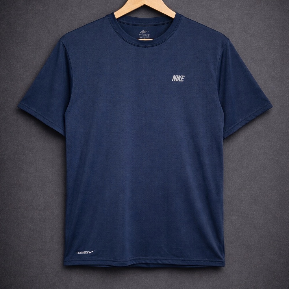 Nike Training Dri-Fit T-Shirt Mens Large Navy Blue Athletic Gym Workout
